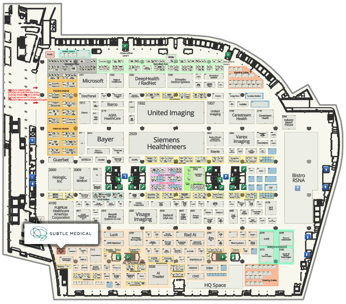 RSNA 2026 floor plan — Subtle Medical, Booth 5104 in the AI Showcase on Level 3